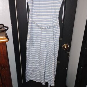 Crown & Ivy Blue and White Striped Jumpsuit